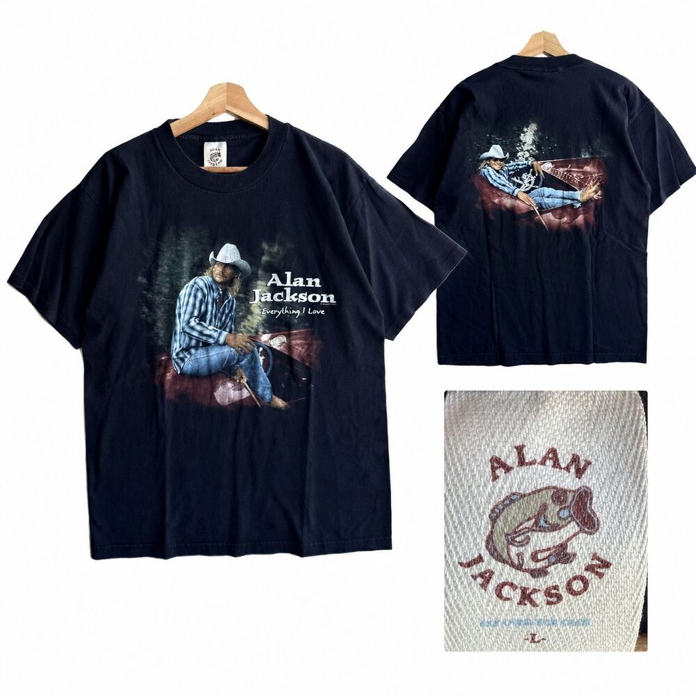VTG 1996 Alan Jackson Shirt Large Everything I Love Wild Oats Single Stitch USA